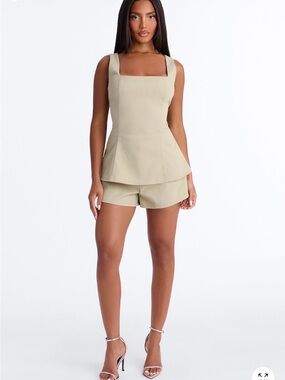 Fashion Nova Olive Square-Neck Romper
